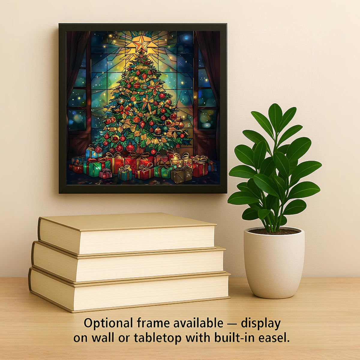 Christmas Tree Stained Glass Style Ceramic Art Tile: Faith Wall Decor Christian Gift Religious Home Decor Wall Art Christmas Holiday Seas