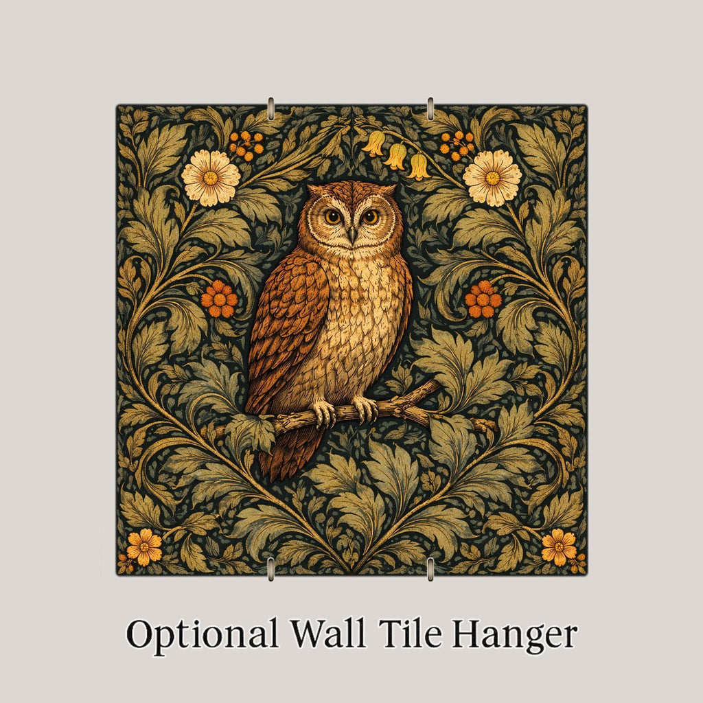 Owl Wall Art Ceramic Tile William Morris Gift Art Nouveau Woodland Decor Owl Lover Arts Crafts Nature Art