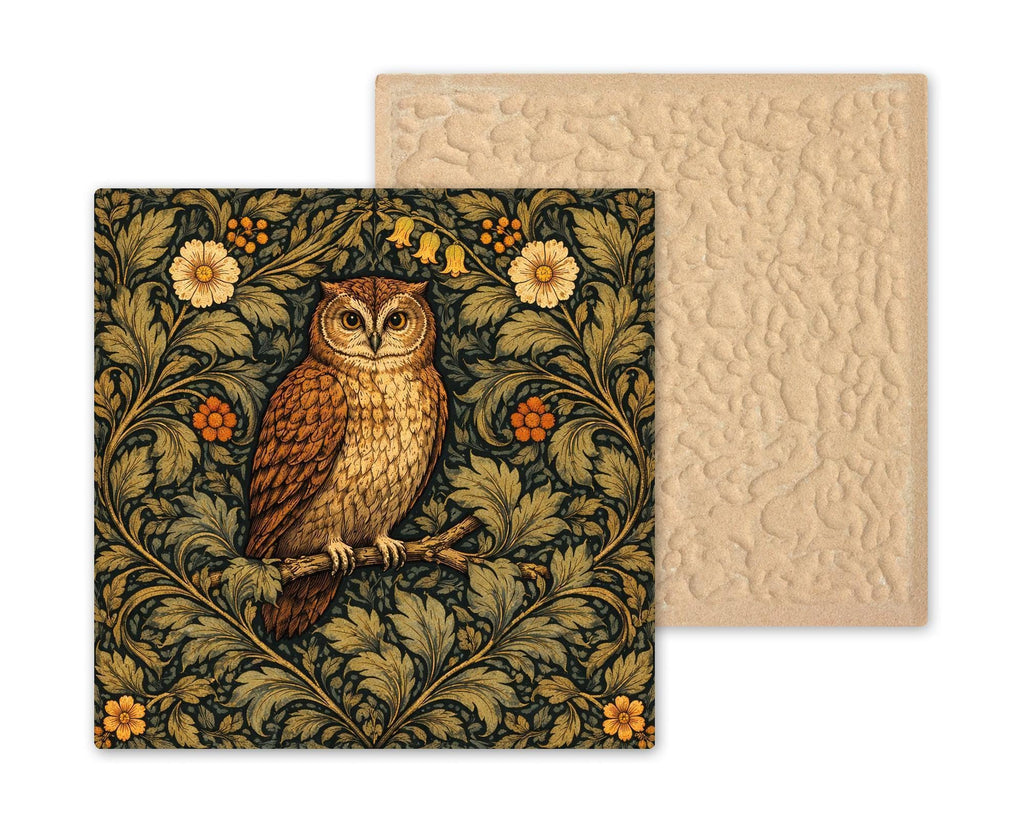 Owl Wall Art Ceramic Tile William Morris Gift Art Nouveau Woodland Decor Owl Lover Arts Crafts Nature Art