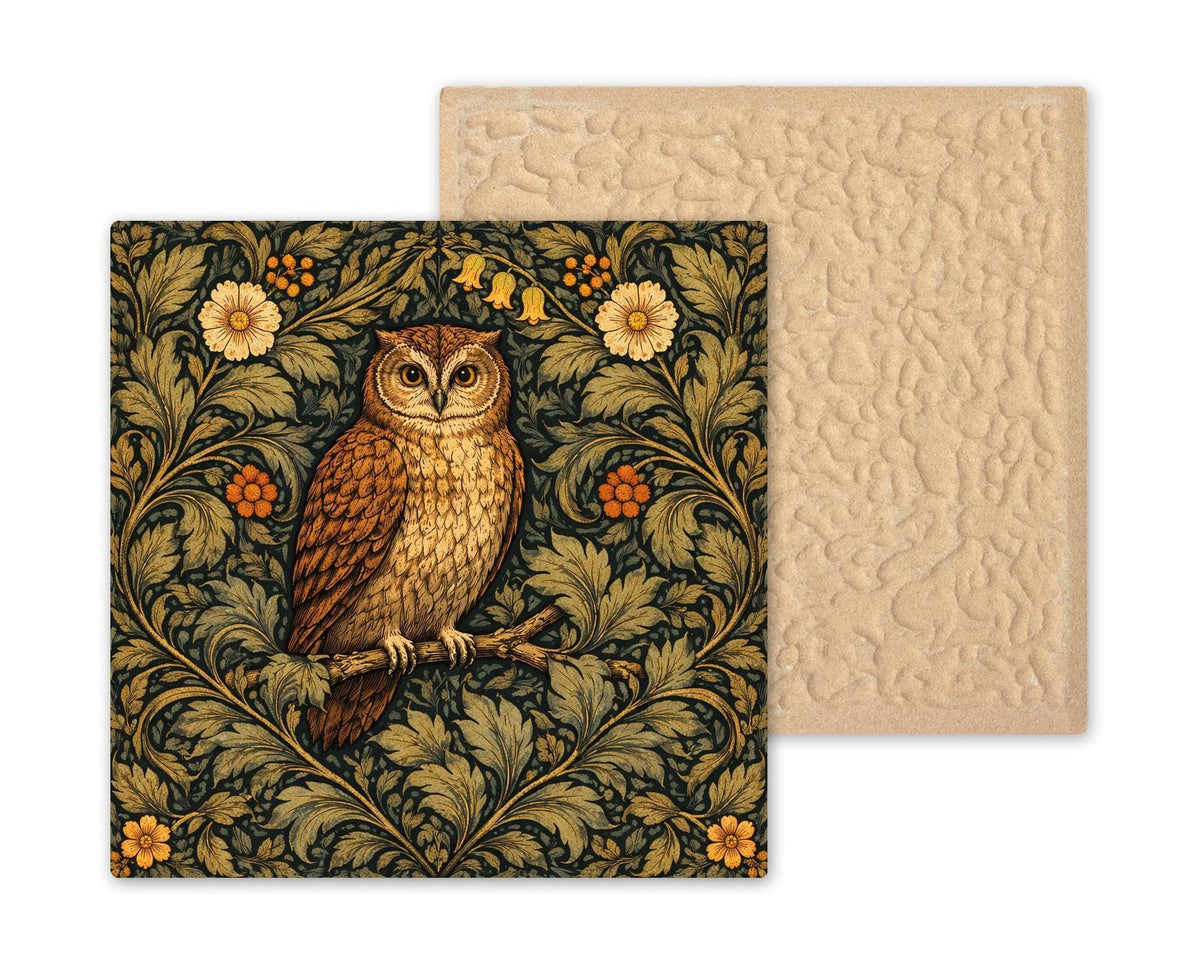 Owl Wall Art Ceramic Tile William Morris Gift Art Nouveau Woodland Decor Owl Lover Arts Crafts Nature Art