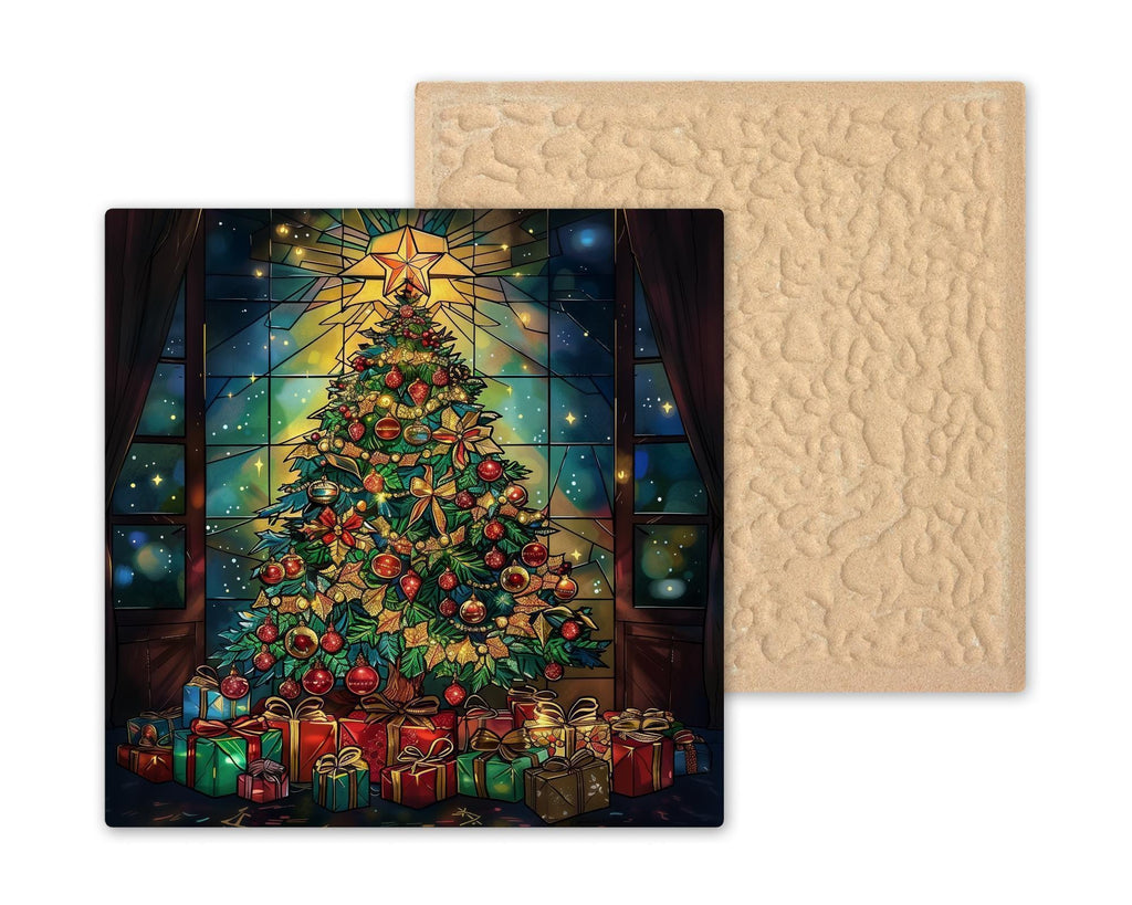 Christmas Tree Stained Glass Style Ceramic Art Tile: Faith Wall Decor Christian Gift Religious Home Decor Wall Art Christmas Holiday Seas