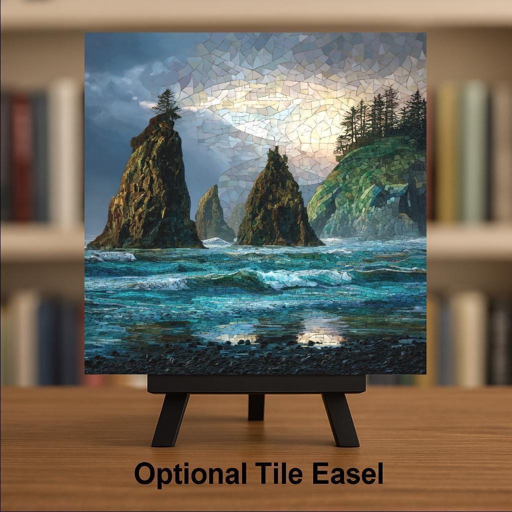 Ruby Beach Wall Art Ceramic Tile Washington Gift Olympic Park Decor Pacific Coast Art PNW Gift Nature Tile