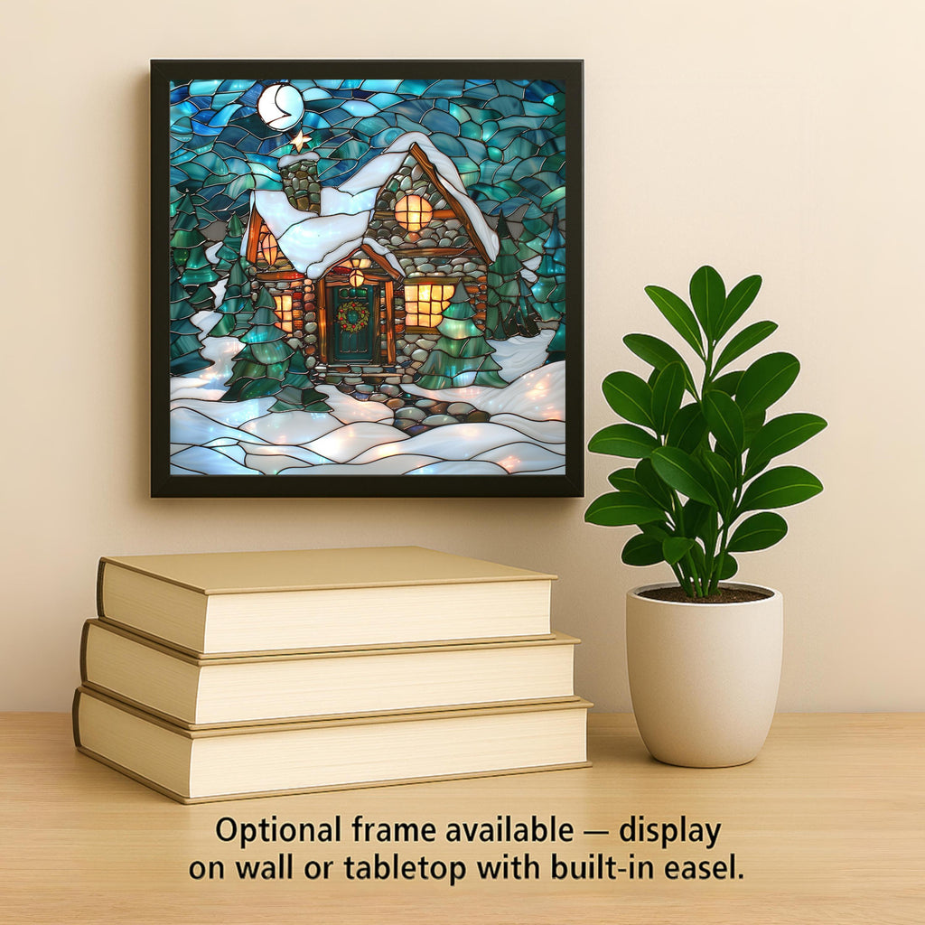 Christmas Cabin Wall Art Ceramic Tile Holiday Gift Snowy Winter Decor Christmas Home Gift Festive Tile