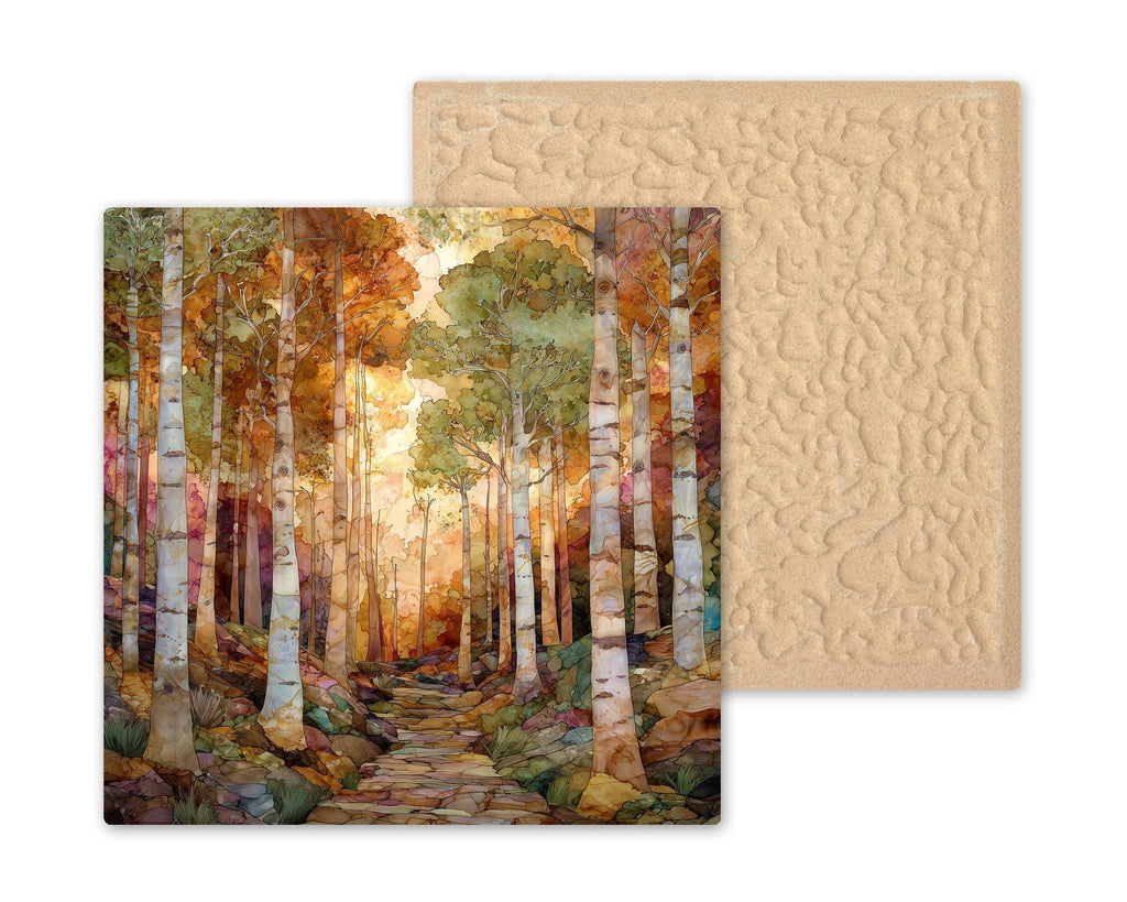 Birch Forest Ceramic Art Tile: Cabin Wall Decor Nature Lover Gift Woodland Home Decor Wall Art Autumn Forest Birch Tree Nature Art