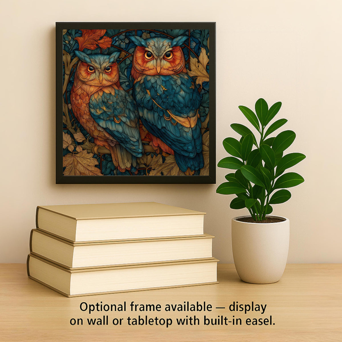 Woodland Owl Wall Art Ceramic Tile Birdwatcher Gift Stained Glass Style Decor Owl Lover Nature Art Night Bird Gift Tile