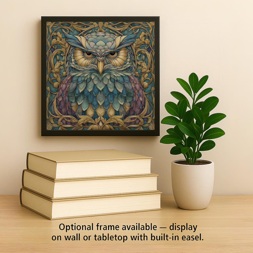 Owl Wall Art Ceramic Tile Art Nouveau Gift William Morris Botanical Woodland Bird Lover Birdwatcher Memorial Sympathy Gift for Her