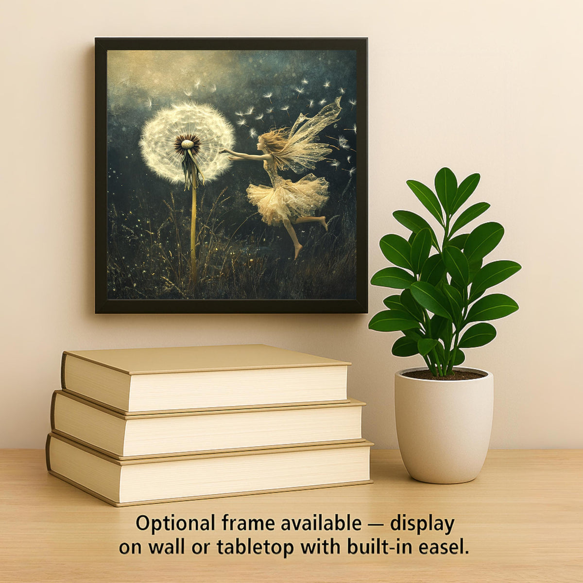 Dandelion Fairy Ceramic Art Tile: Whimsical Wall Decor Cottagecore Gift Fantasy Home Decor Wall Art Wildflower Garden Fairy Botanical Art