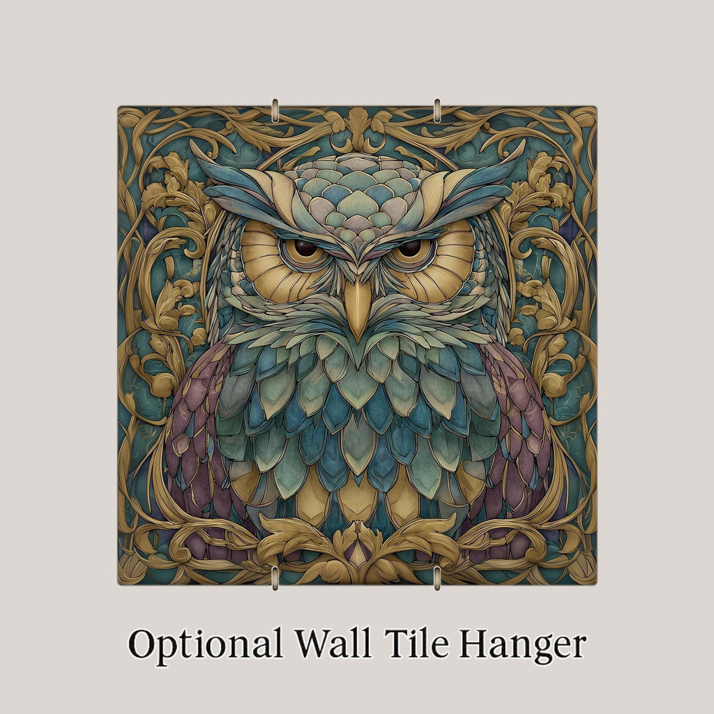 Owl Wall Art Ceramic Tile Art Nouveau Gift William Morris Botanical Woodland Bird Lover Birdwatcher Memorial Sympathy Gift for Her