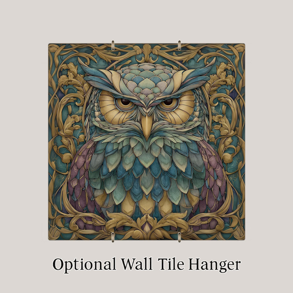Owl Wall Art Ceramic Tile Art Nouveau Gift William Morris Botanical Woodland Bird Lover Birdwatcher Memorial Sympathy Gift for Her