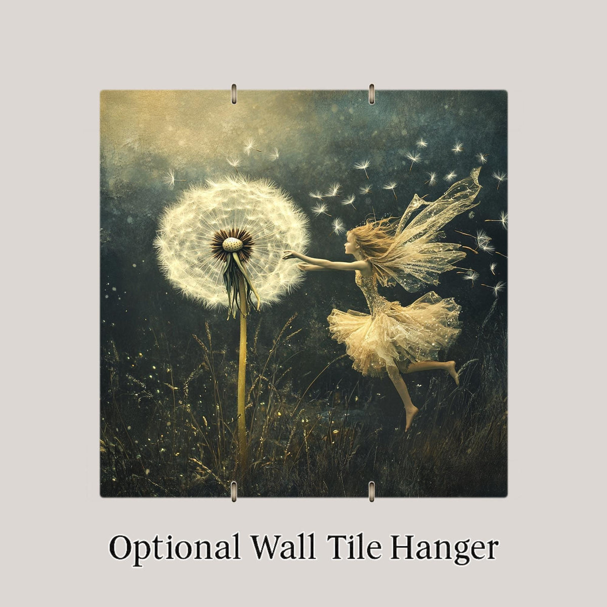 Dandelion Fairy Ceramic Art Tile: Whimsical Wall Decor Cottagecore Gift Fantasy Home Decor Wall Art Wildflower Garden Fairy Botanical Art