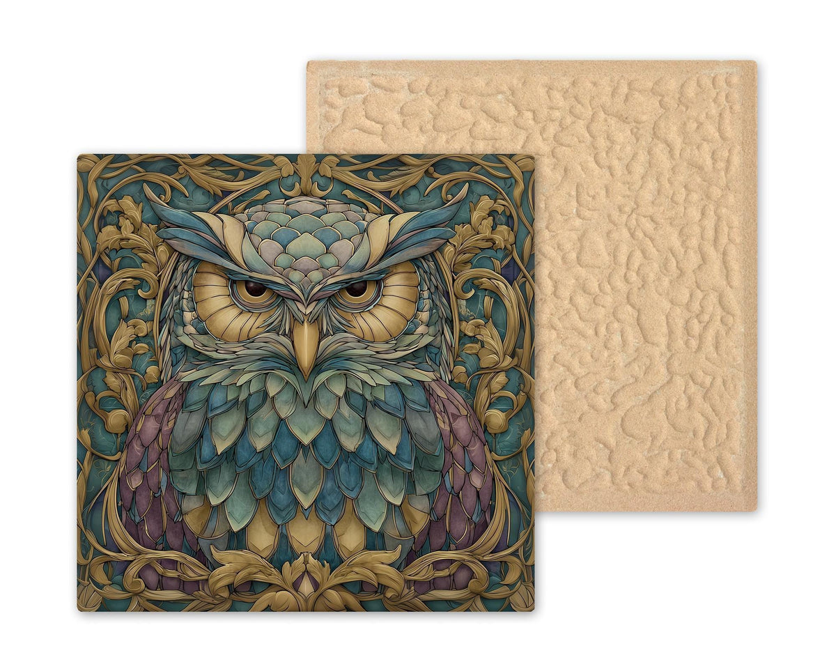 Owl Wall Art Ceramic Tile Art Nouveau Gift William Morris Botanical Woodland Bird Lover Birdwatcher Memorial Sympathy Gift for Her