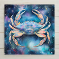 A celestial Cancer zodiac ceramic tile featuring a dreamy watercolor crab design, perfect for June and July birthdays, astrology enthusiasts, or moonchild-inspired decor.