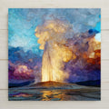 This ceramic tile showcases Old Faithful geyser in Yellowstone with a beautiful stained glass-style design. Printed with high-quality inks for lasting vibrancy, it’s a striking piece for wall art or tabletop décor. You can choose optional add-ons like a tile wall hanger, easel stand, cork backing, or a premium frame. It’s an ideal gift for travelers, nature enthusiasts, or anyone who loves national parks.
