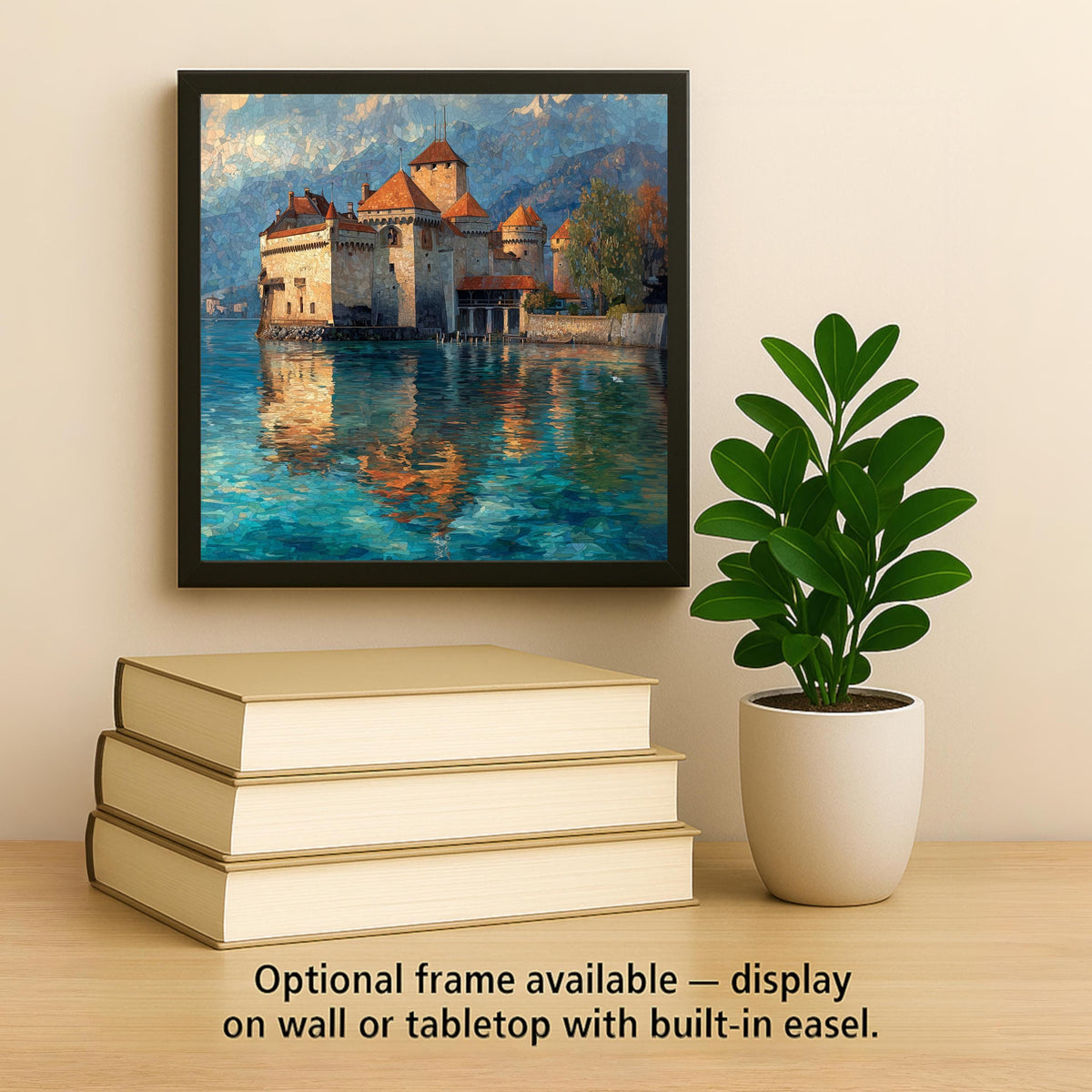 Chateau Chillon Wall Art Ceramic Tile Switzerland Gift Swiss Castle Decor Lake Geneva Art Europe Gift Tile