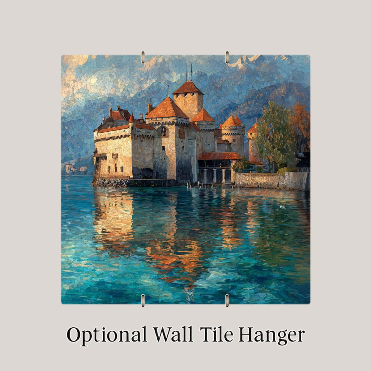 Chateau Chillon Wall Art Ceramic Tile Switzerland Gift Swiss Castle Decor Lake Geneva Art Europe Gift Tile