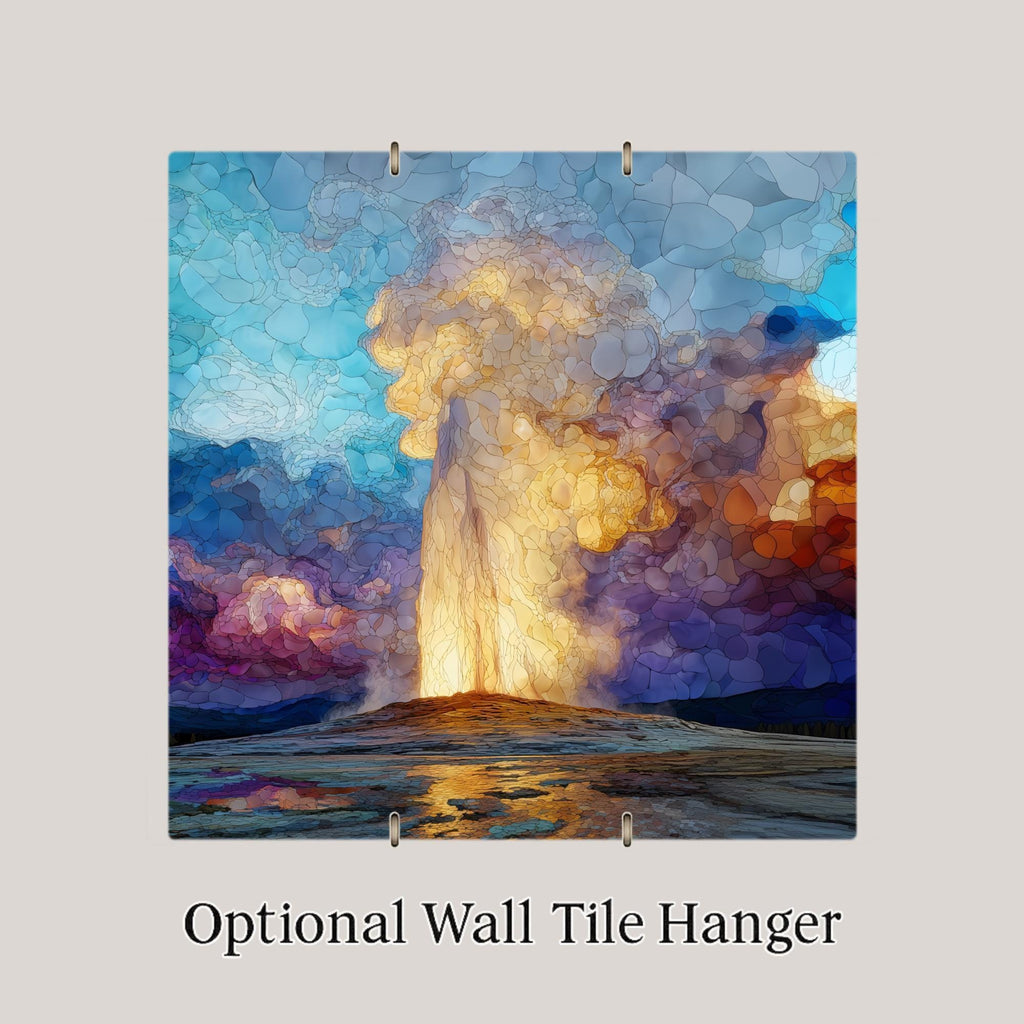 Yellowstone Wall Art Ceramic Tile National Park Gift Old Faithful Decor Geyser Art Wyoming Gift Tile