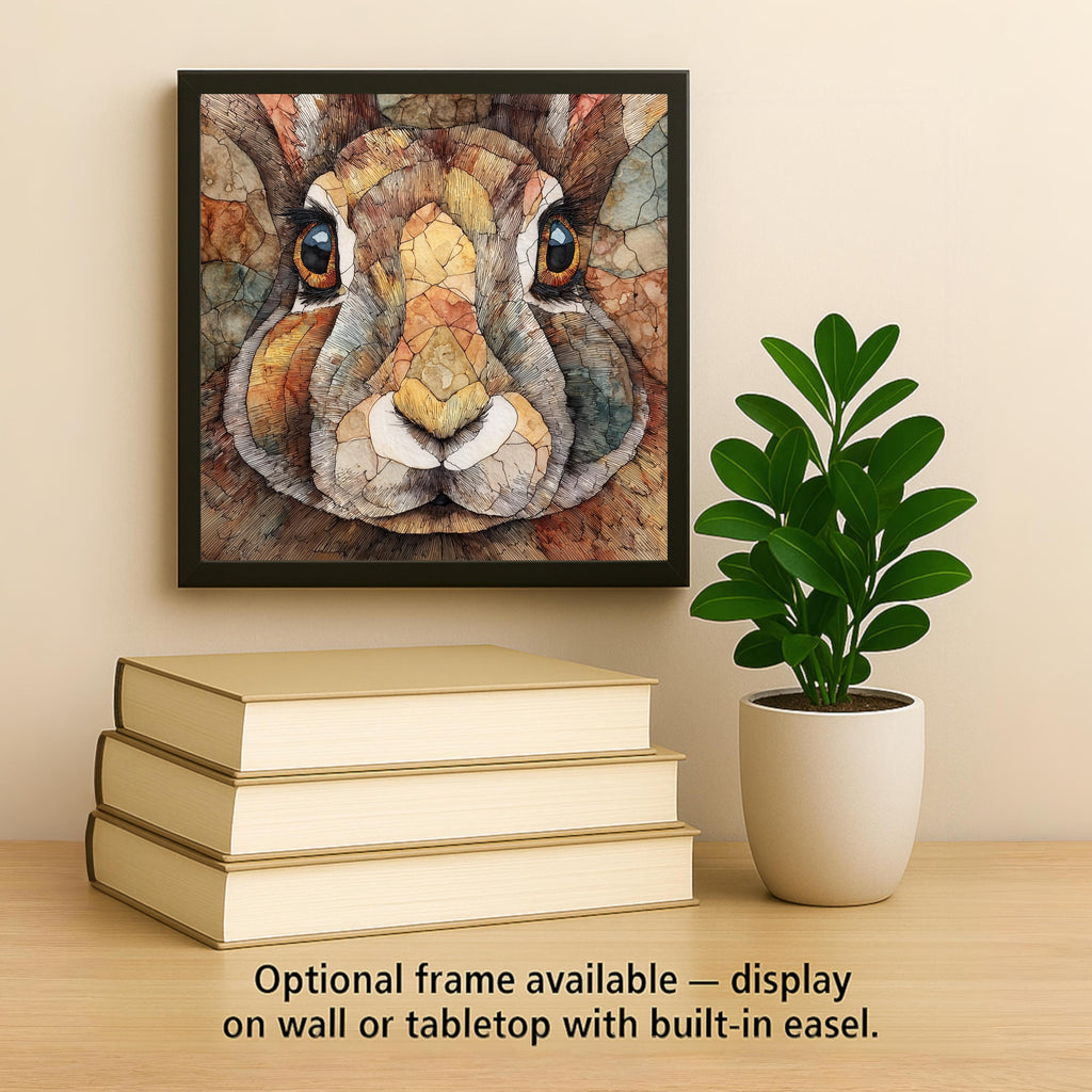 Art Nouveau Rabbit Wall Art Ceramic Tile Woodland Animal Stained Glass Style Nature Inspired Home Decor