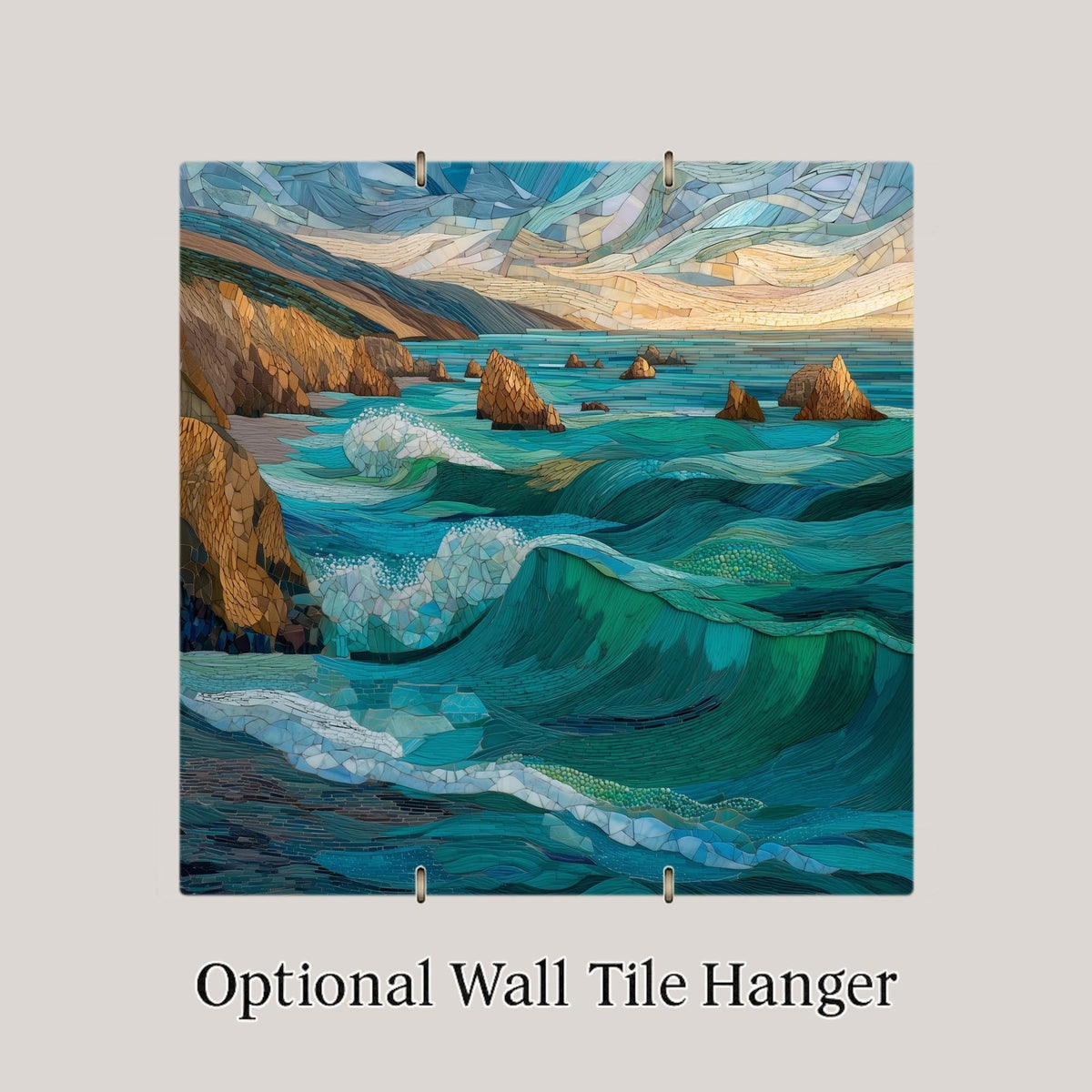 Big Sur Ocean Wall Art Ceramic Tile California Waves Gift Beach Cottage Decor Coastal Nature Art Gift Tile