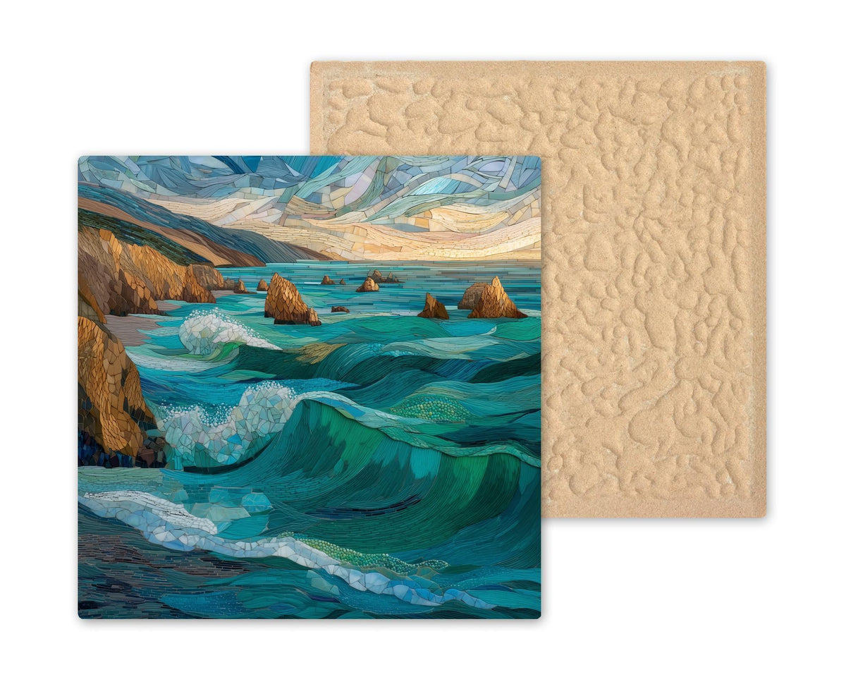 Big Sur Ocean Wall Art Ceramic Tile California Waves Gift Beach Cottage Decor Coastal Nature Art Gift Tile