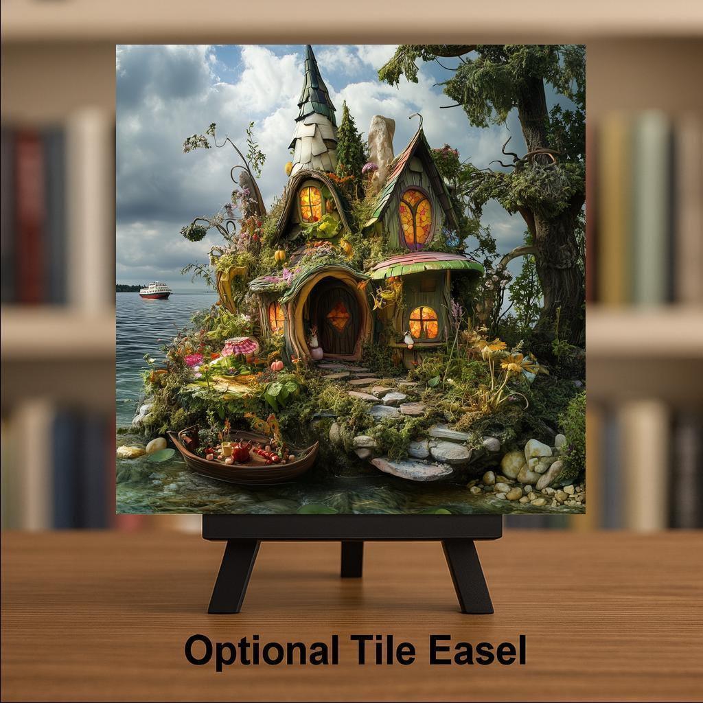 Fairy House Wall Art Ceramic Tile Enchanted Cottage Gift Fairy Lover Garden Decor Whimsical Nature Fairycore Art