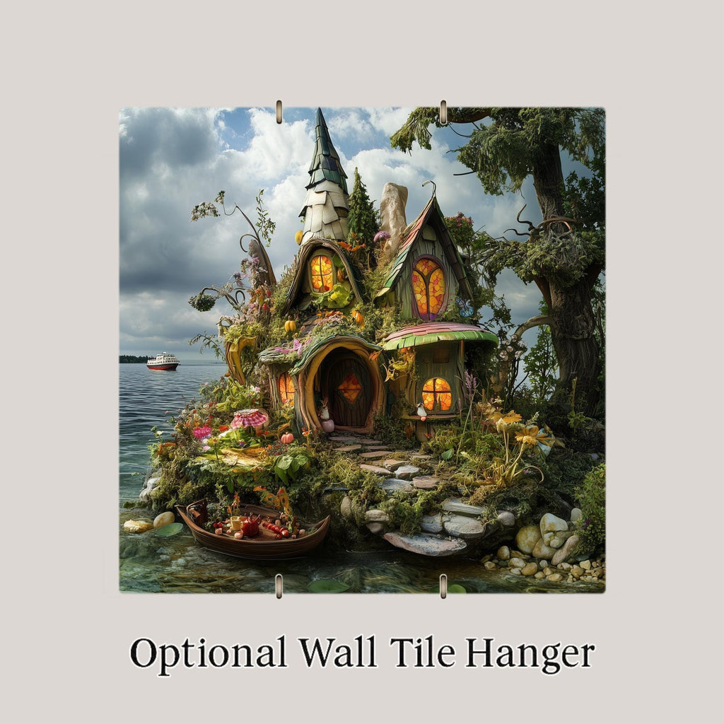 Fairy House Wall Art Ceramic Tile Enchanted Cottage Gift Fairy Lover Garden Decor Whimsical Nature Fairycore Art