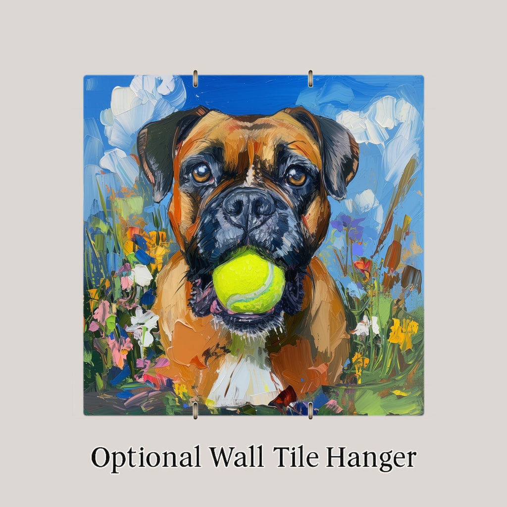 Boxer Wall Art Ceramic Tile – Let’s Play Fetch – Boxer Dog Wall Decor – Boxer Dog Gift – Colorful Dog Wall Decor – Dog Lover Home Decor