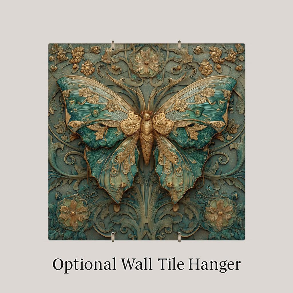 Butterfly Ceramic Tile Wall Art – Stained Glass Style Garden Decor, Spring Nature Gift, Botanical Home Accent