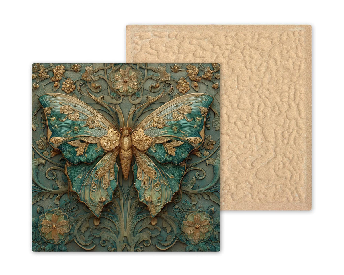 Butterfly Ceramic Tile Wall Art – Stained Glass Style Garden Decor, Spring Nature Gift, Botanical Home Accent