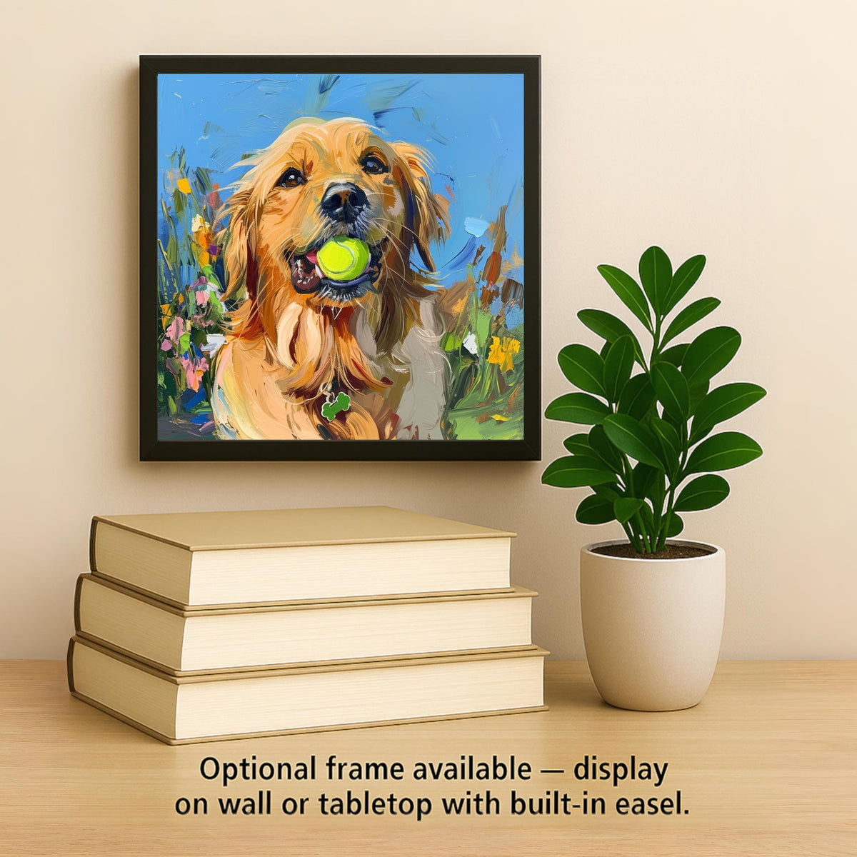 Golden Retriever Wall Art Ceramic Tile – Let’s Play Fetch – Golden Retriever Gift – Dog Lover Wall Decor – Golden Retriever Decor