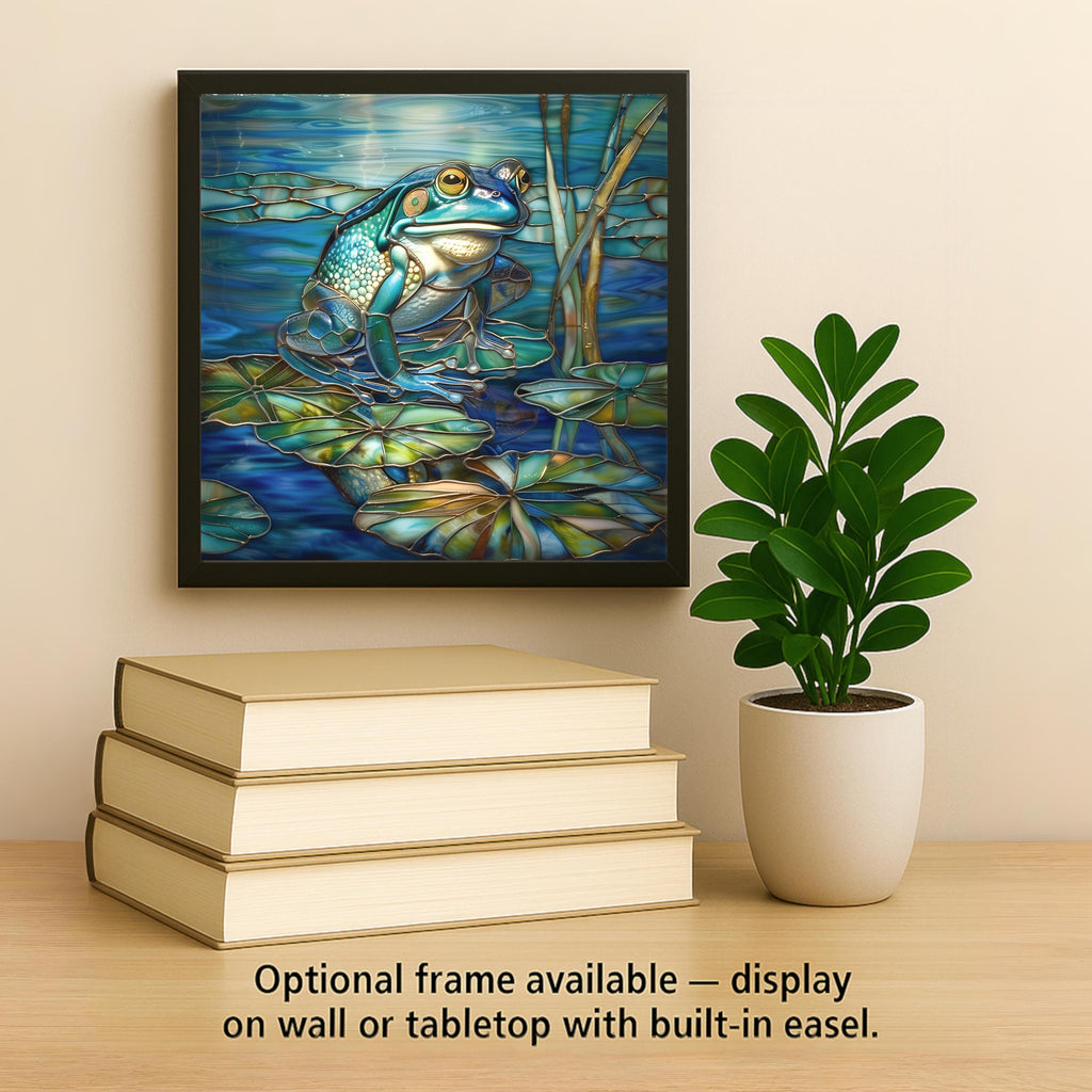 Blue Frog Ceramic Art Tile: Nature Wall Decor Art Lover Gift Home Decor Wall Art