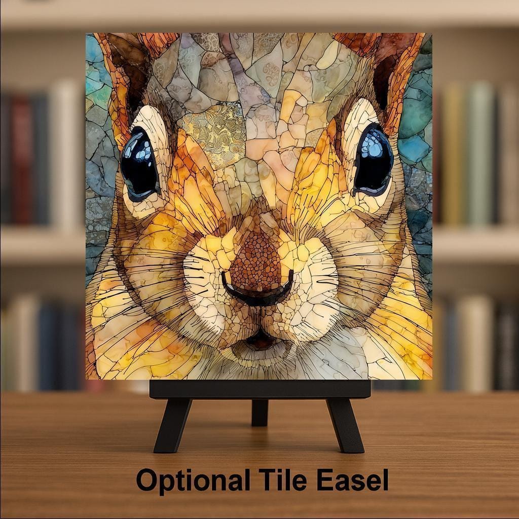 Squirrel Wildlife Wall Art Ceramic Tile Woodland Animal Gift Nature Inspired Decor Squirrel Lover Art Gift Tile