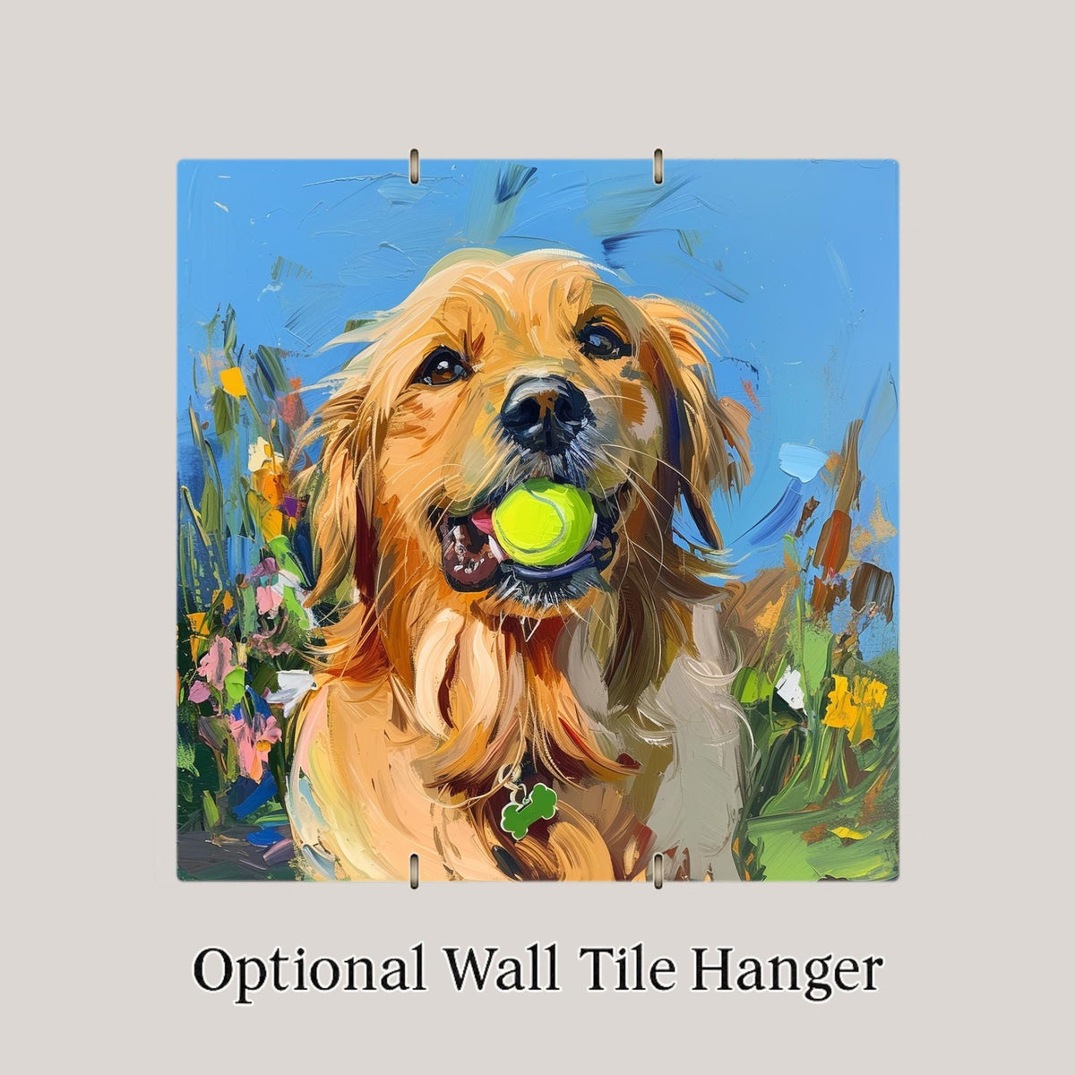 Golden Retriever Wall Art Ceramic Tile – Let’s Play Fetch – Golden Retriever Gift – Dog Lover Wall Decor – Golden Retriever Decor