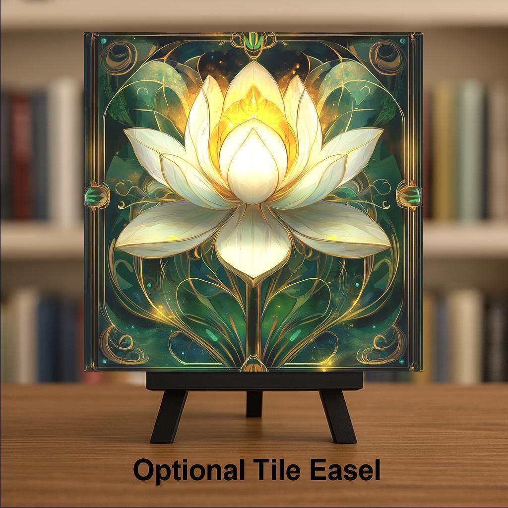 Lotus William Morris Ceramic Art Tile: Zen Wall Decor Meditation Gift Yoga Home Decor Wall Art Botanical Yoga Nature Mindfulness Lotus Art