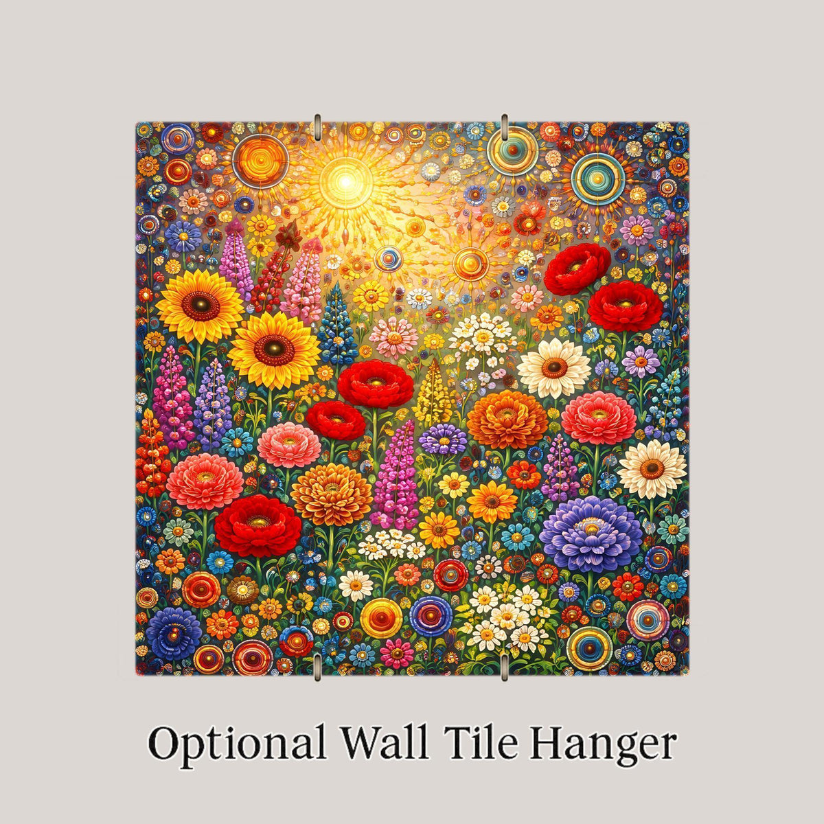Floral Meadow Wall Art Ceramic Tile Botanical Gift Colorful Garden Decor Nature Inspired Art Cottage Gift Tile