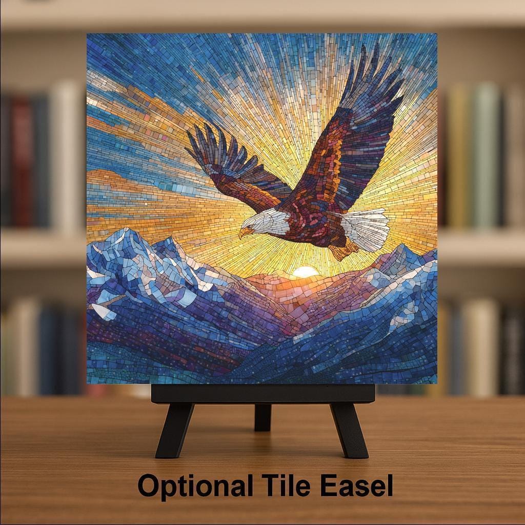 Eagle Wall Art Ceramic Tile Patriotic Gift Freedom Decor American Wildlife Art Bald Eagle Nature