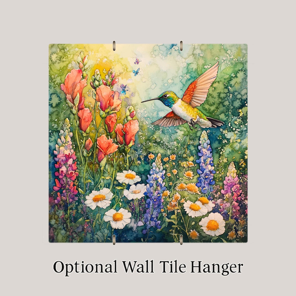 Hummingbird Stained Glass Style Ceramic Art Tile: Memorial Keepsake Sympathy Gift Remembrance Home Decor Wall Art Memorial Bird Garden Sy