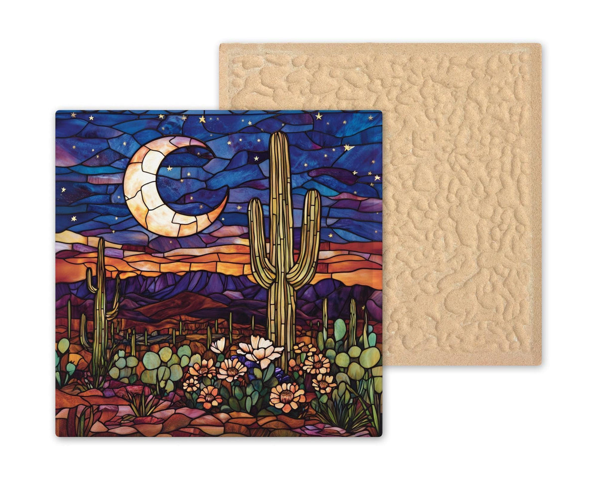 Desert Moon Ceramic Art Tile: Southwest Wall Decor Night Sky Home Decor Wall Art
