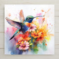 This vibrant hummingbird and flower ceramic tile is a celebration of wildlife and botanical beauty. The figurative, watercolor style radiates energy and softness, ideal for home decor, birdwatcher gifts, or nursery art. A versatile tile for any room that needs a touch of nature’s charm.