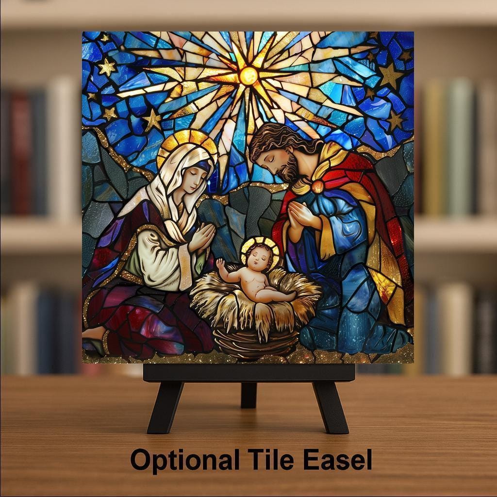Nativity Ceramic Art Tile – Christmas Nativity Scene Religious Wall Art, Catholic Faith Gift