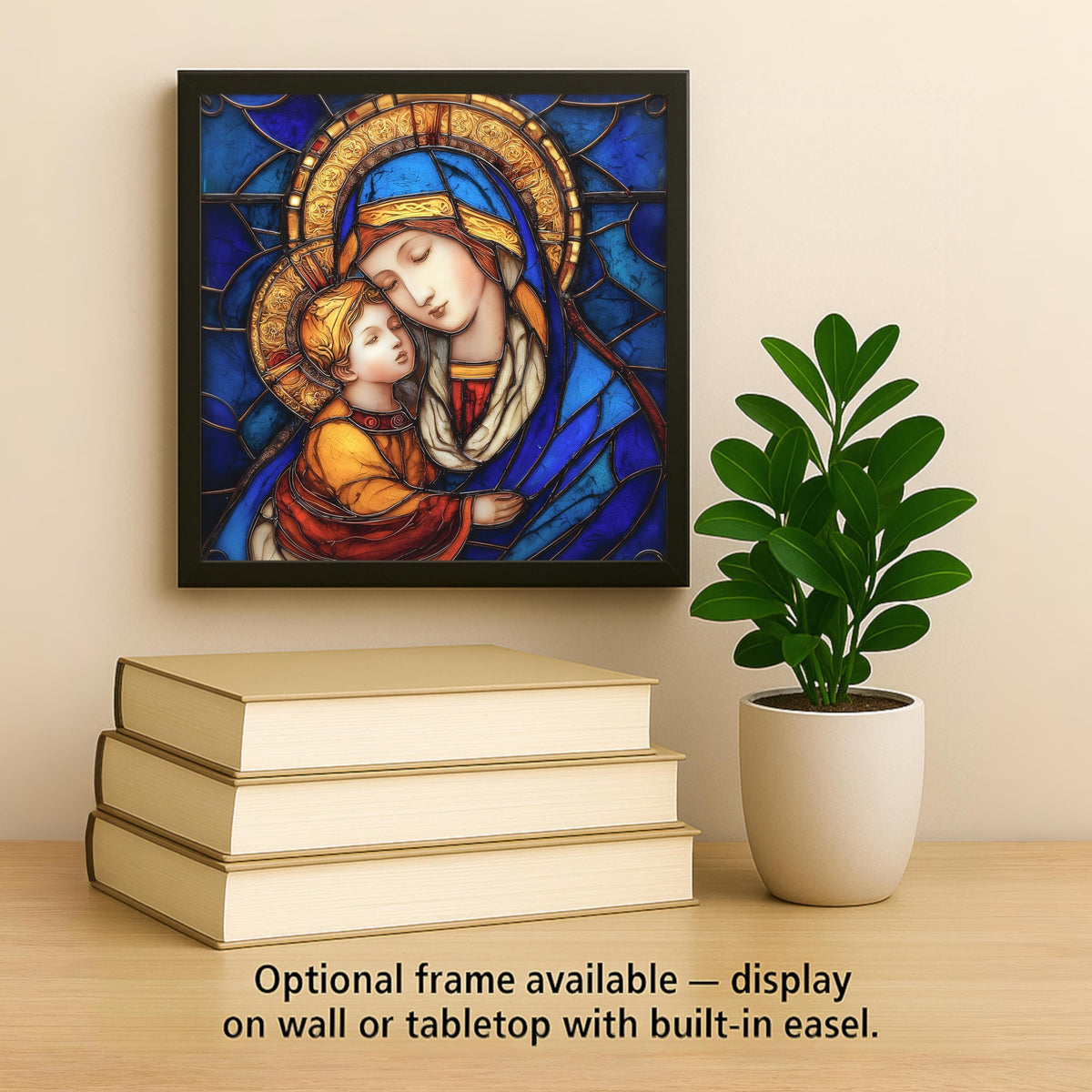 Madonna and Child Wall Art Ceramic Tile Stained Glass Style Virgin Mary Religious Home Decor Catholic Gift Tile