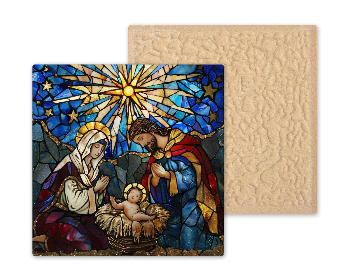 Nativity Ceramic Art Tile – Christmas Nativity Scene Religious Wall Art, Catholic Faith Gift