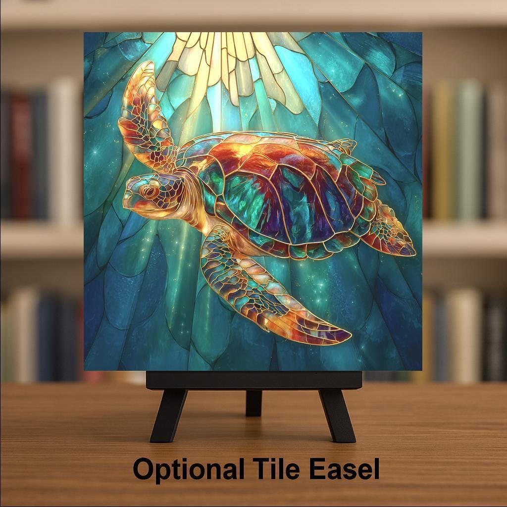 Sea Turtle Ceramic Art Tile: Coastal Wall Decor Beach House Accent Ocean Home Decor Wall ArtArt