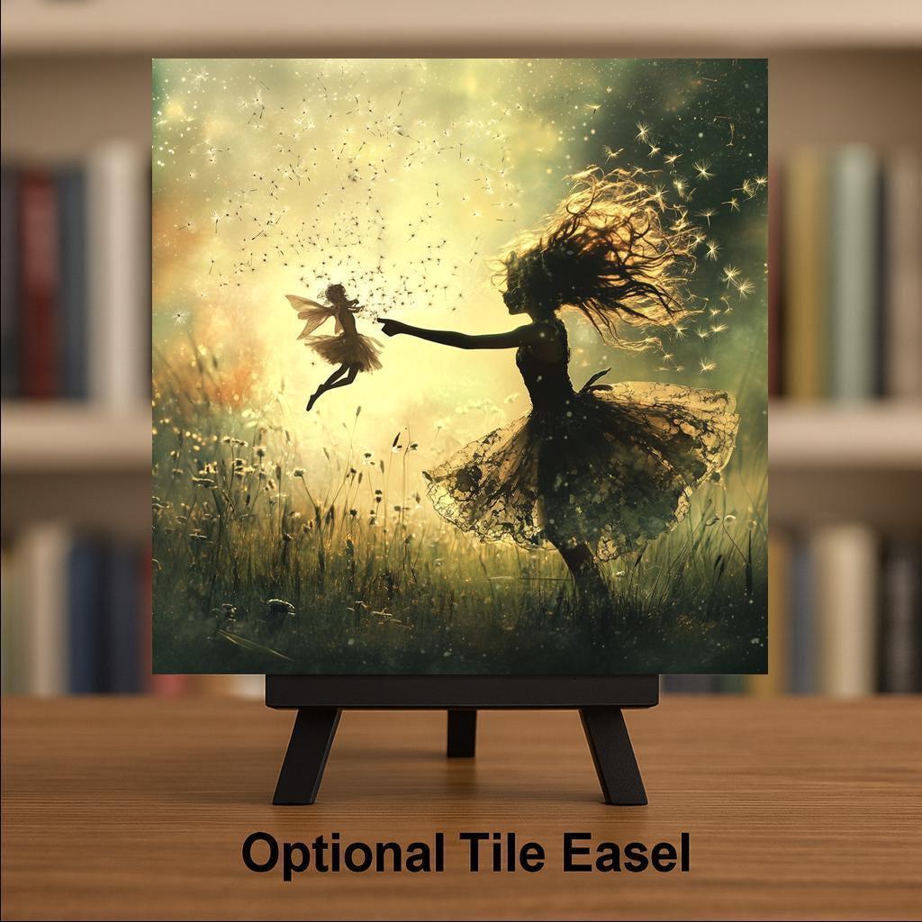 Magical Fairy Ceramic Art Tile: Whimsical Wall Decor Cottagecore Gift Fantasy Home Decor Wall Art