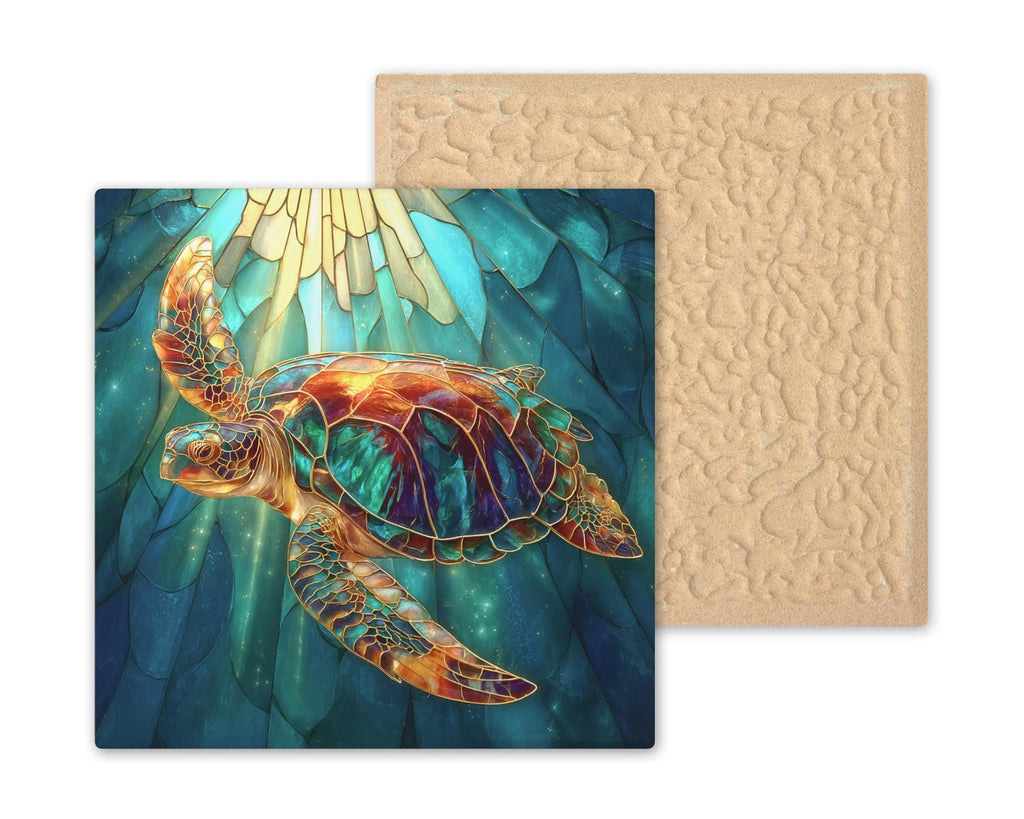 Sea Turtle Ceramic Art Tile: Coastal Wall Decor Beach House Accent Ocean Home Decor Wall ArtArt