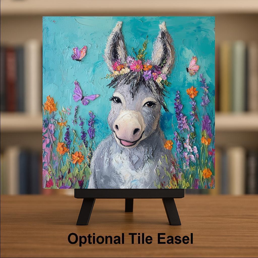 Donkey Wall Art Ceramic Tile Funny Farmhouse Gift Kitchen Decor Animal Lover Gift Quirky Home Art Tile