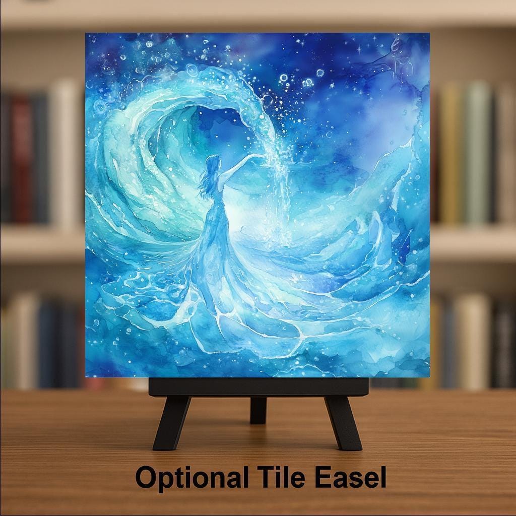 Aquarius Wall Art Ceramic Tile Zodiac Sign Gift Water Bearer Art Astrology Decor Birthday Gift Art Tile