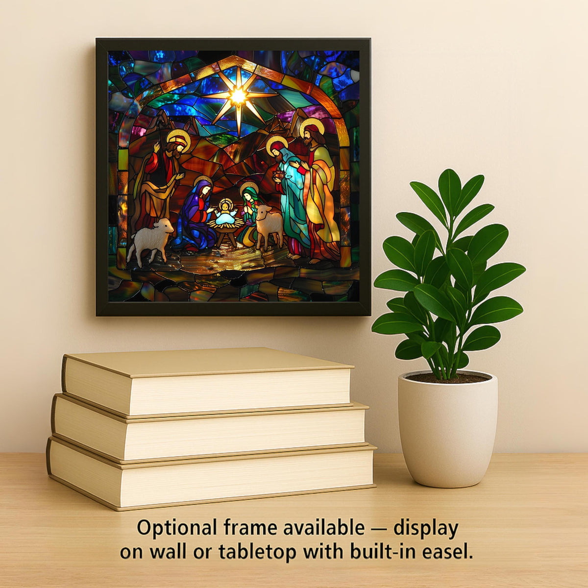 Nativity Wall Art Ceramic Tile Stained Glass Style Christmas Gift Holy Family Decor Religious Nature Art