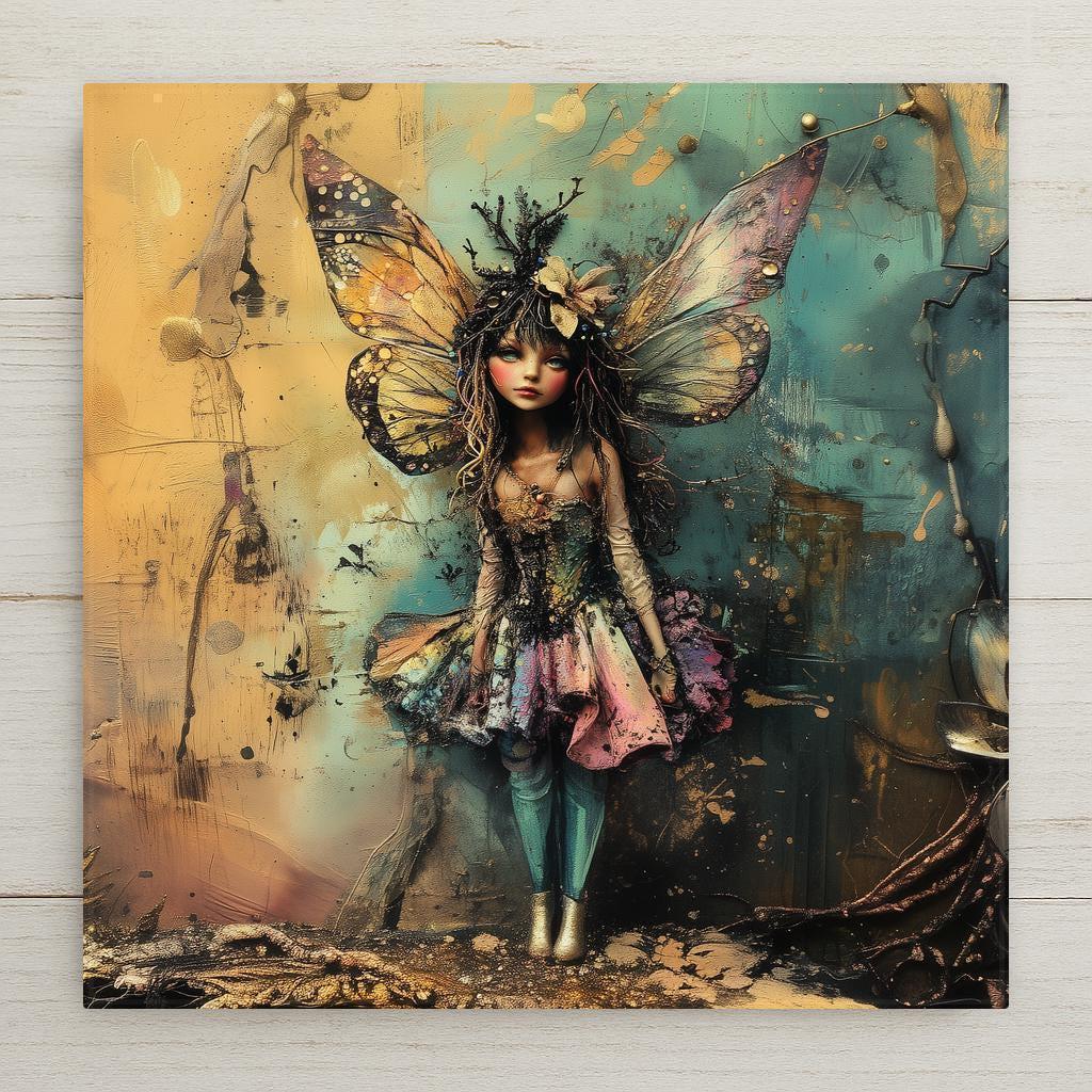 Enchant your space with this coquette fairy ceramic tile art, featuring a pastel-dressed fairy with butterfly wings, floral crown, and dreamy textures. Perfect for fairycore lovers, fantasy fans, or anyone who appreciates magical decor. Ideal as a wall accent or whimsical gift.