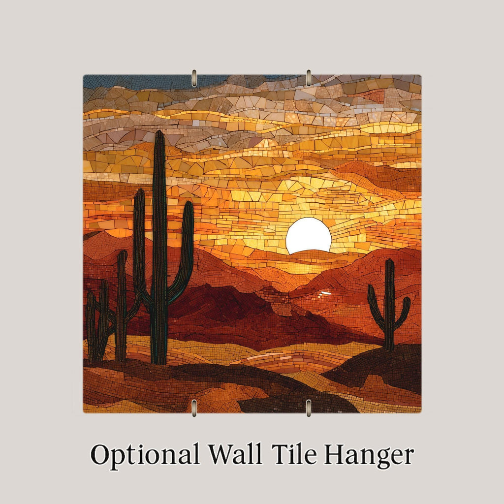 Desert Sunset Wall Art Ceramic Tile Southwest Gift Stained Glass Decor Arizona Art Desert Lover Home Gift Tile