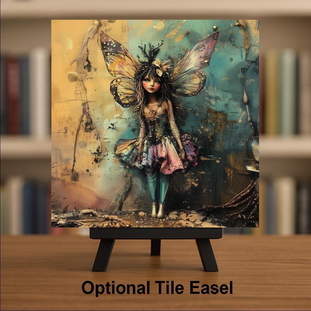 Fairy Ceramic Art Tile: Whimsical Wall Decor Cottagecore Gift Fantasy Home Decor Wall Art Floral Garden Fairy Enchanted Art
